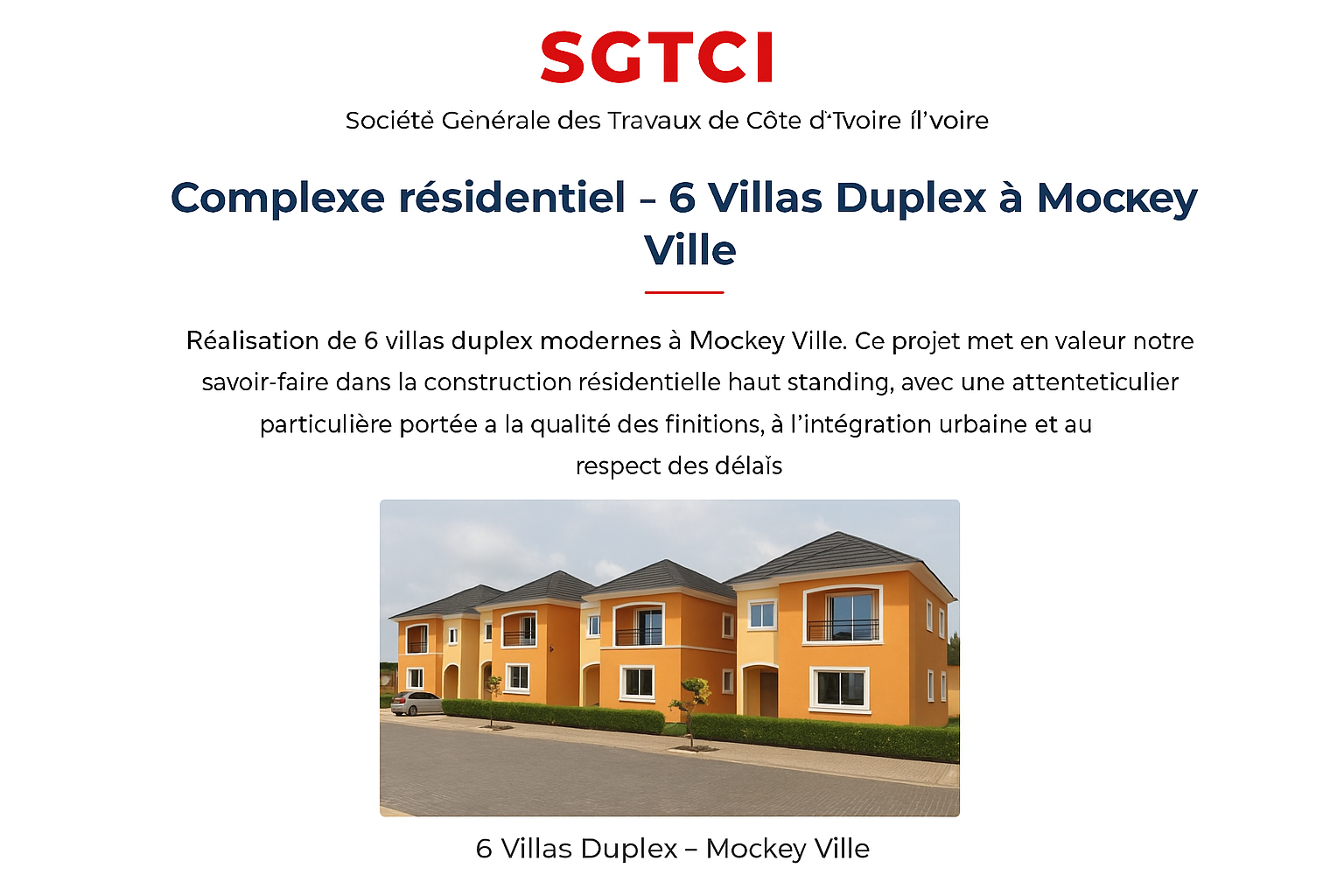 Projet immobilier Bassam Mockeyville